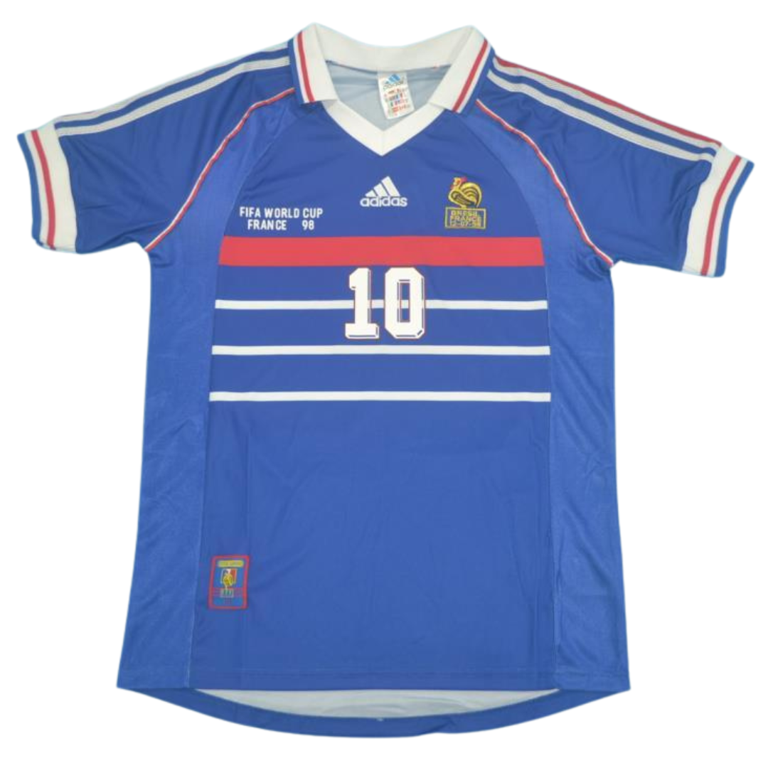 Camisa Retrô França Home Copa do Mundo Versão 1998 "Zidane" N°10