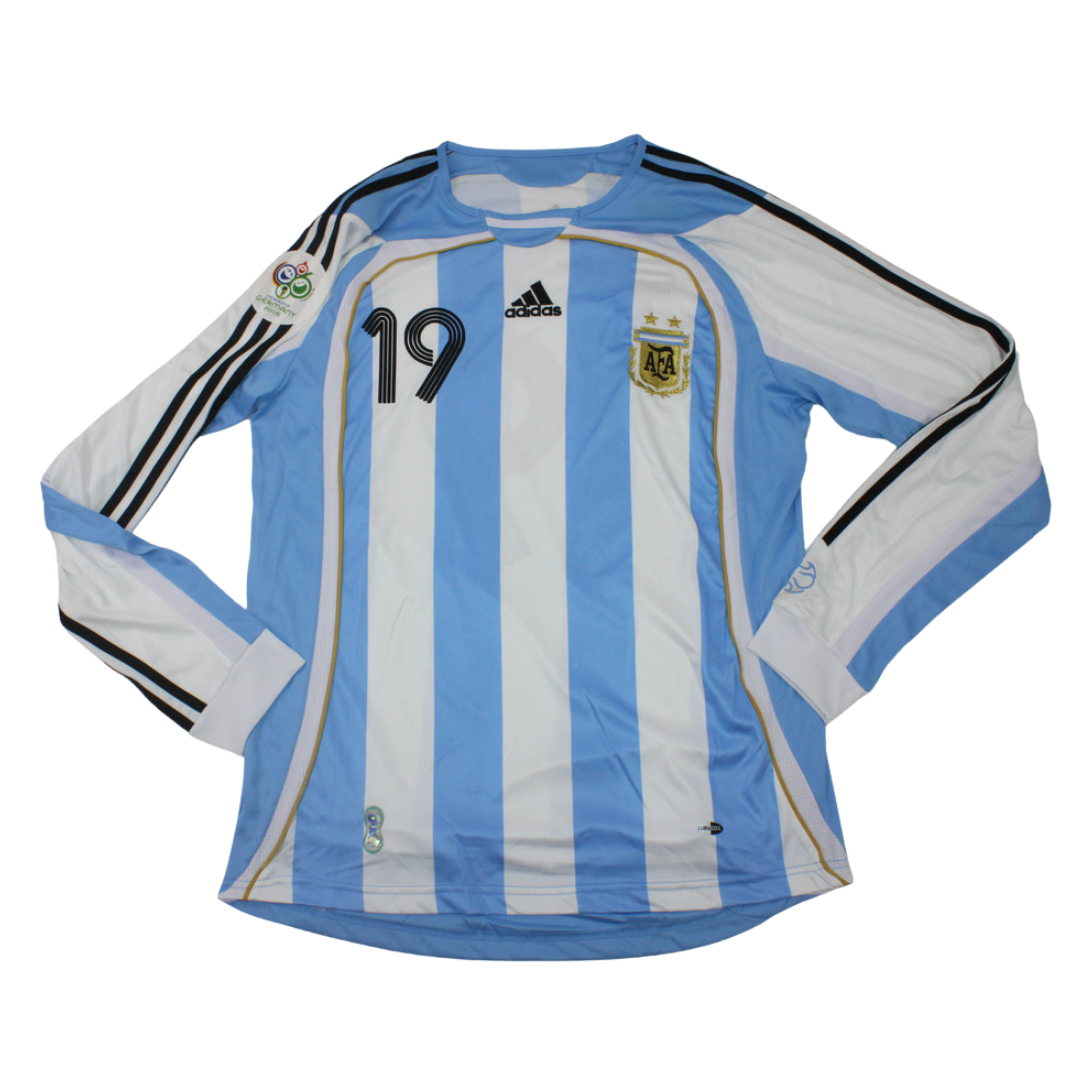 Camisa Retrô Argentina Home Weltmeisterschaft Versão Manga Longaa 2006 "Messi" N°.19