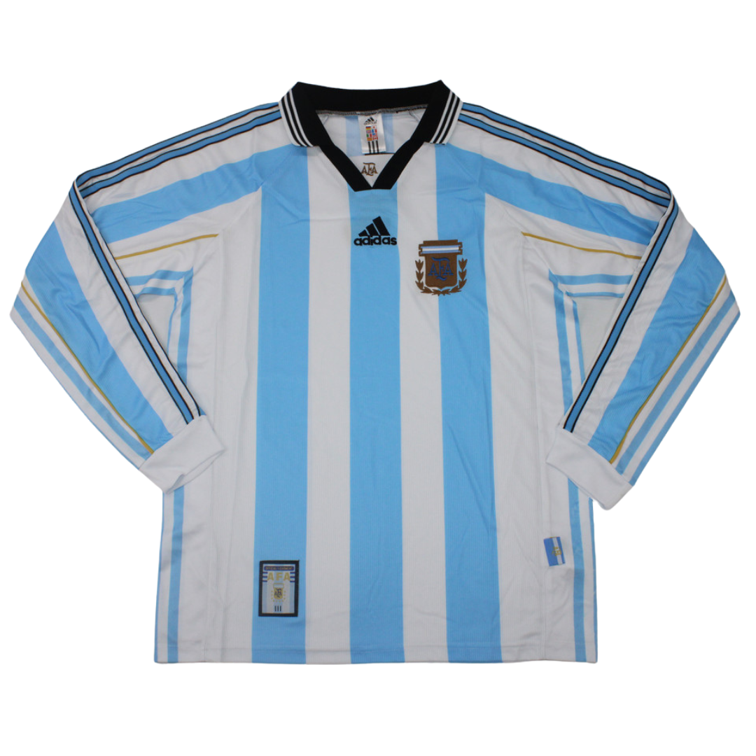 Camisa Retrô Argentina Home Manga Longaa 1998