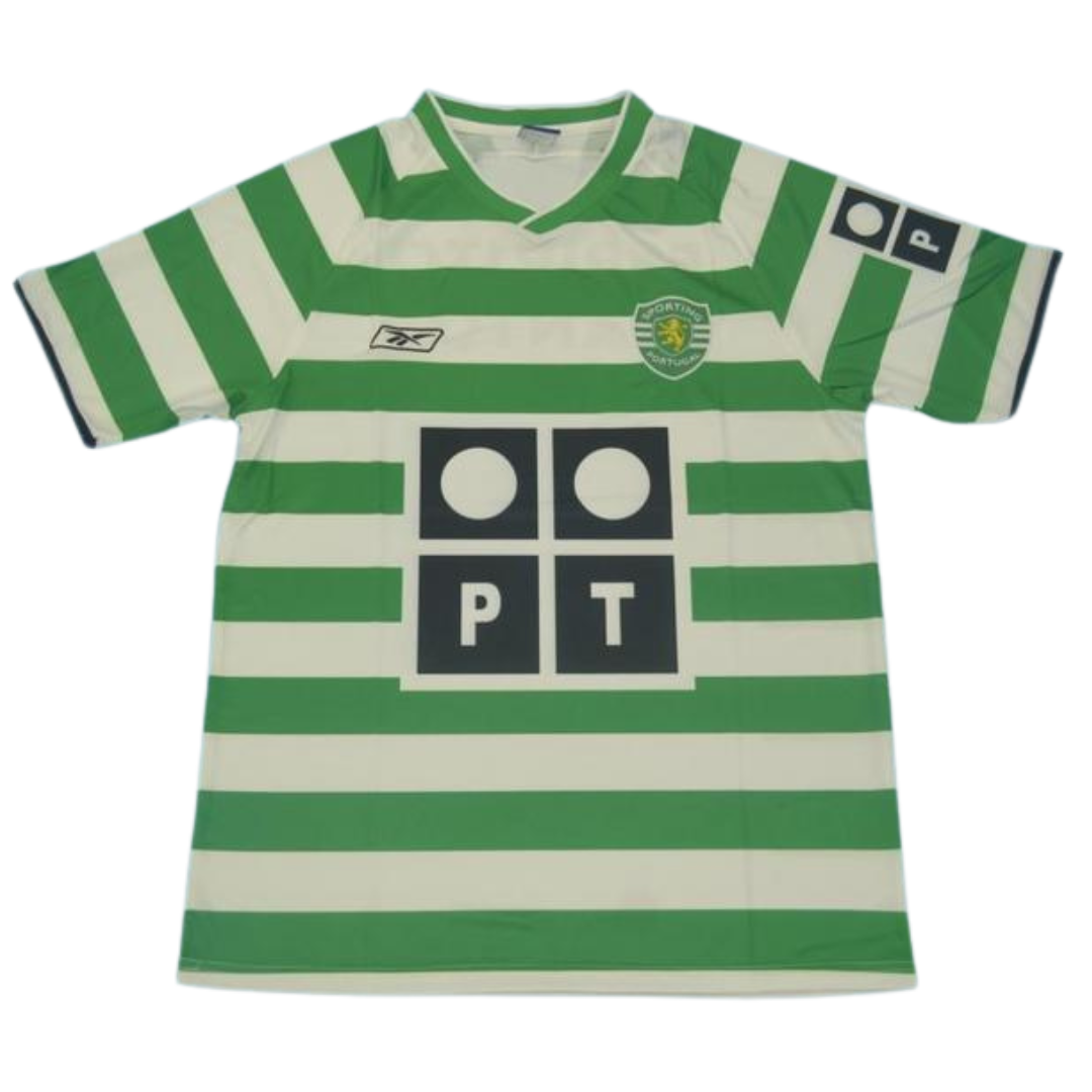 Camisa Retrô Sporting Lisboa Home UCL Versão 02/03