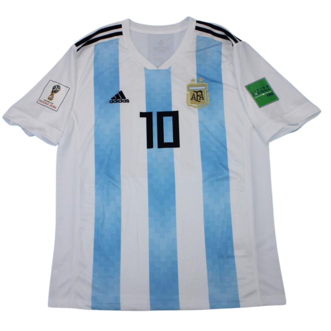 Camisa Retrô Argentina Home Copa do Mundo Versão 2018 "Messi" N°.10