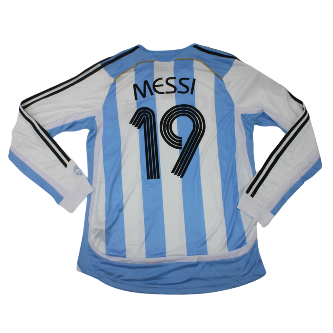 Camisa Retrô Argentina Home Weltmeisterschaft Versão Manga Longaa 2006 "Messi" N°.19