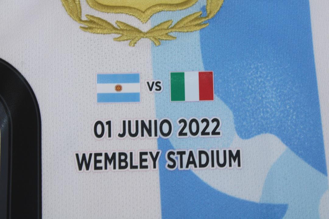 Camisa Retrô Argentina Home Final Finalissima Versão 2022 "Messi" N°.10