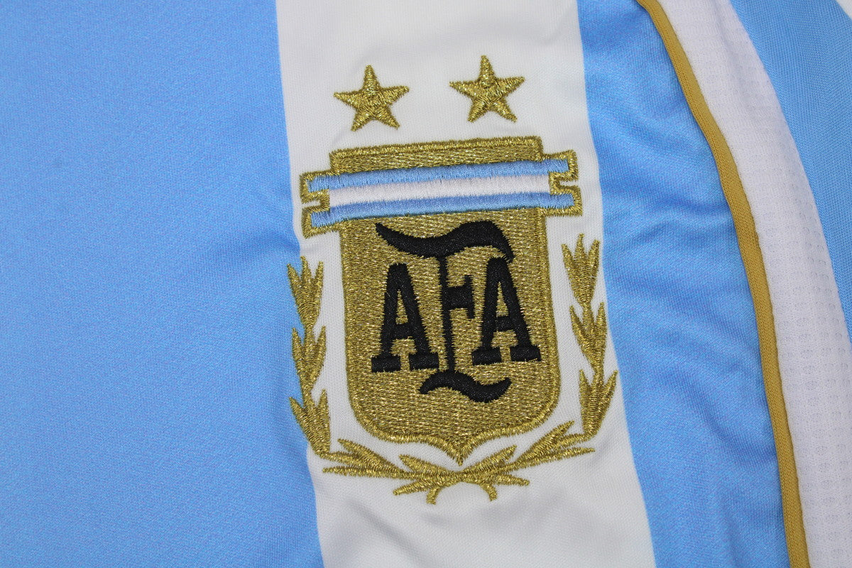 Camisa Retrô Argentina Home Weltmeisterschaft Versão Manga Longaa 2006 "Messi" N°.19
