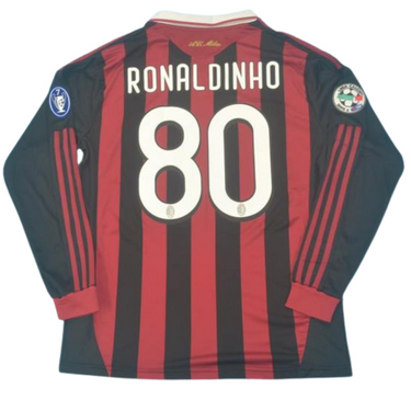 Camisa Milan Manga Longa 09/10 - Versão Retrô "Ronaldinho" Nº 80