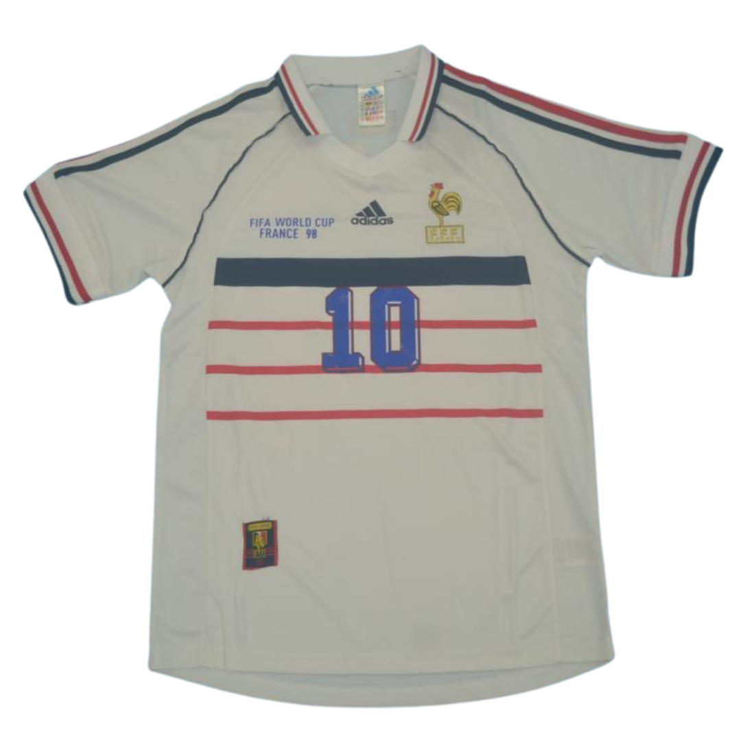 Camisa Retrô França Away Copa do Mundo Versão 1998 "Zidane" N°10
