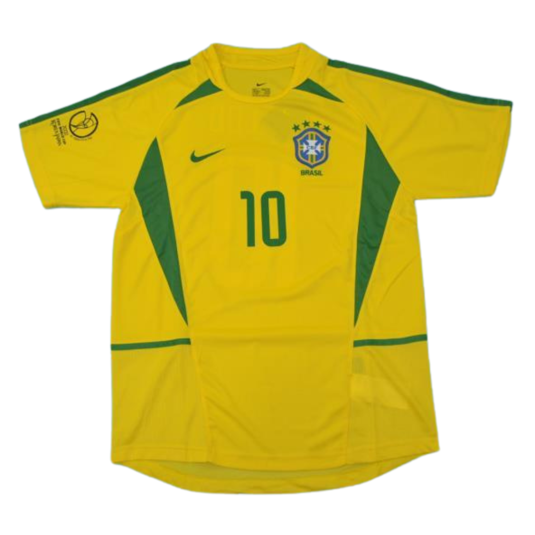 Camisa Retrô Brasil Home Copa do Mundo Versão 2002 "Rivaldo" N°.10