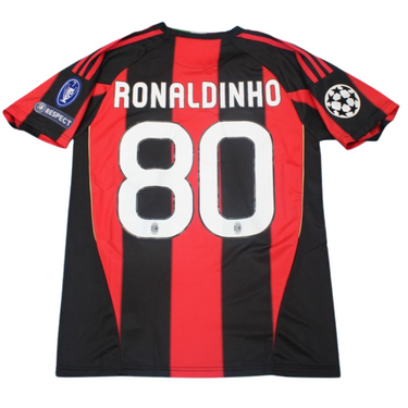 Camisa Retrô Milan Home UCL Versão 10/11 "Ronaldinho" N°.80