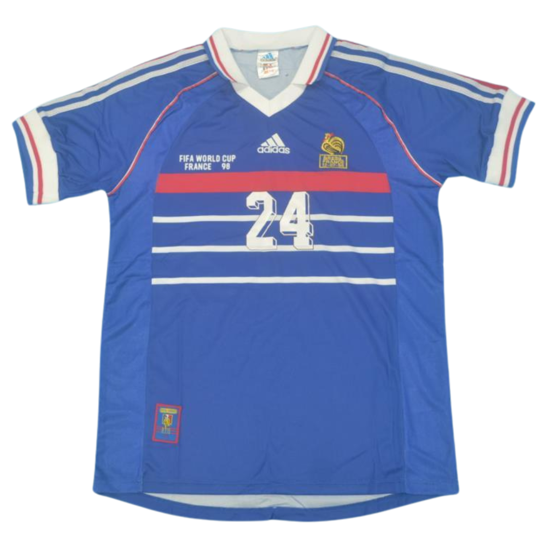 Camisa Retrô França Home Copa do Mundo Versão 1998 "Makélélé" N°24