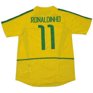 Camisa Retrô Brasil Home Copa do Mundo Versão 2002 "Ronaldinho" N°.11