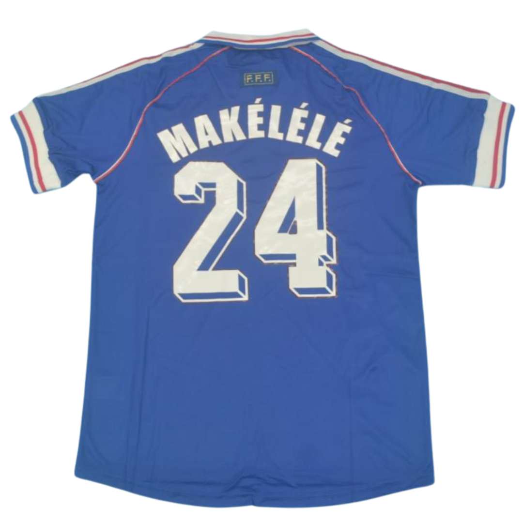 Camisa Retrô França Home Copa do Mundo Versão 1998 "Makélélé" N°24