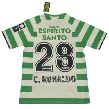 Camisa Retrô Sporting Lisboa Home UCL Versão 02/03 "Ronaldo" Nº 28