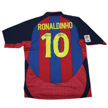 Camisa Retrô Barcelona Home 03/04 "Ronaldinho" Nº 10