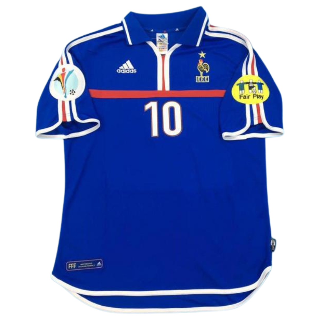 Camisa Retrô França Home Final Versão UEFA Europameisterschaft 2000 "Zidane" N°10