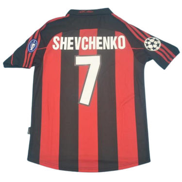 Camisa Retrô Milan Home UCL Versão 00/02 "Shevchenko" N°.7