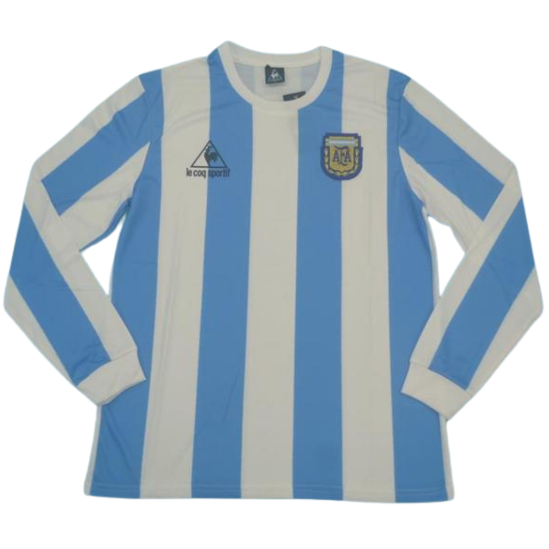 Camisa Retrô Argentina Home Manga Longaa 1986 "Maradona" N°.10