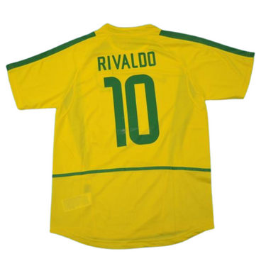 Camisa Retrô Brasil Home Copa do Mundo Versão 2002 "Rivaldo" N°.10