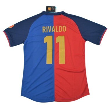 Camisa Retrô Barcelona Home Century Versão 99/00 "Rivaldo" Nº 11